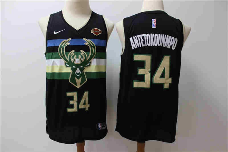 Bucks 34 Giannis Antetokounmpo Black City Edition Nike Swingman Jersey