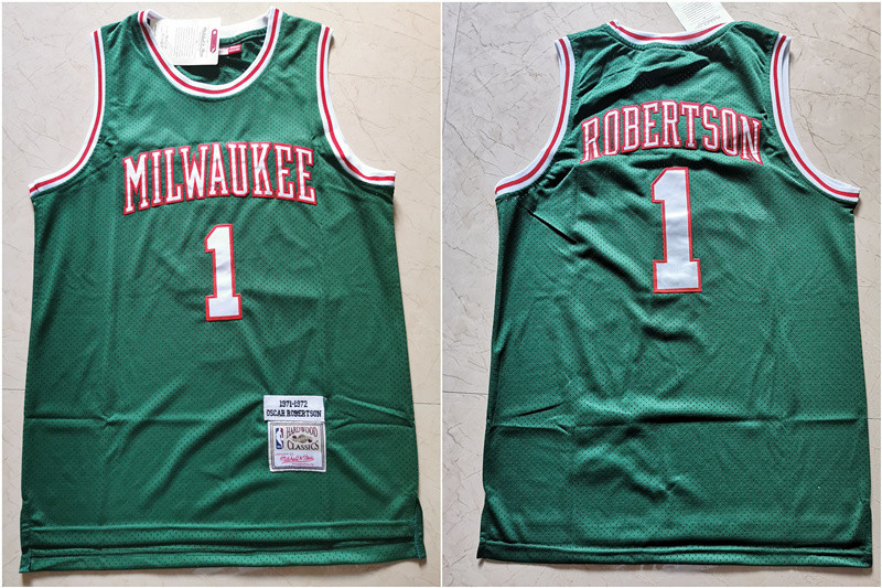 Bucks 1 Oscar Robertson Green 1971-72 Hardwood Classics Jersey