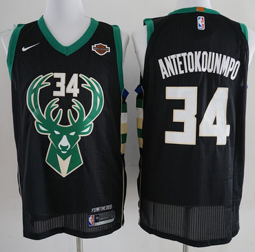 Bucks 34 Giannis Antetokounmpo Black Nike Authentic Jersey