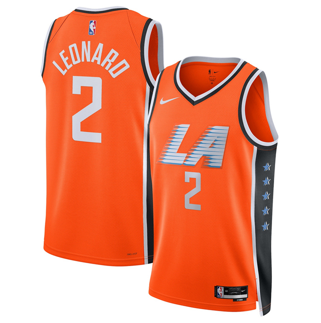 Men's Los Angeles Clippers #2 Kawhi Leonard Orange 2025 26 City Edition Stitched Jersey