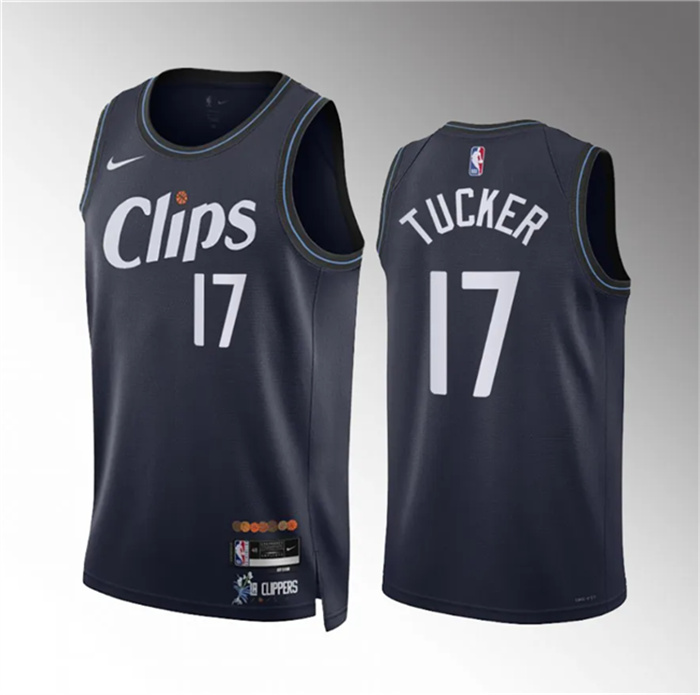 Men's Los Angeles Clippers #17 P.J. Tucker Navy 2023 24 City Edition Stitched Jersey Men's Los Angeles Clippers #17 P.J. Tucker Navy 2023 24 City Edition Stitched Jersey