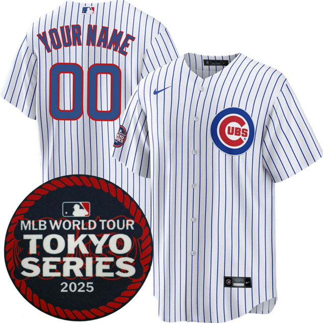 Men's Chicago Cubs Active Player Custom White 2025 World Tour Tokyo Series Home Stitched Baseball Jersey Men's Chicago Cubs Active Player Custom White 2025 World Tour Tokyo Series Home Stitched Baseball Jersey