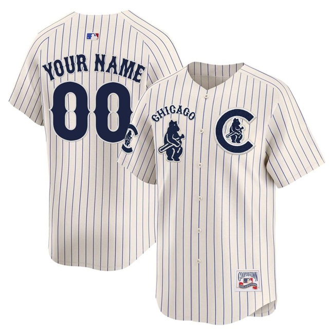 Men's Chicago Cubs Active Player Custom Cream Pinstripe Special Vapor Premier Limited Stitched Baseball Jersey Men's Chicago Cubs Active Player Custom Cream Pinstripe Special Vapor Premier Limited Stitched Baseball Jersey