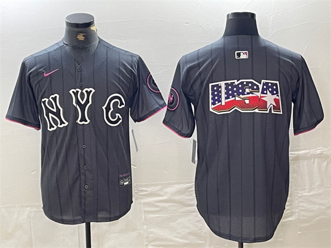 Men's New York Mets Team Big Logo Graphite 2024 City Connect Limited Stitched Baseball Jerseys
