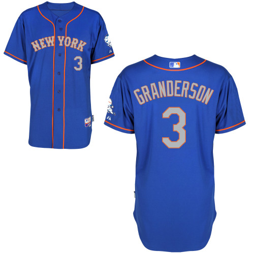 New York Mets #3 Granderson Blue Authentic Personalized Alternate Road Jersey