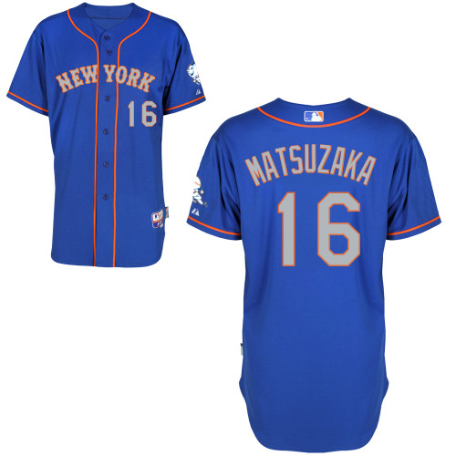 New York Mets #16 Matsuzaka Blue Authentic Personalized Alternate Road Jersey