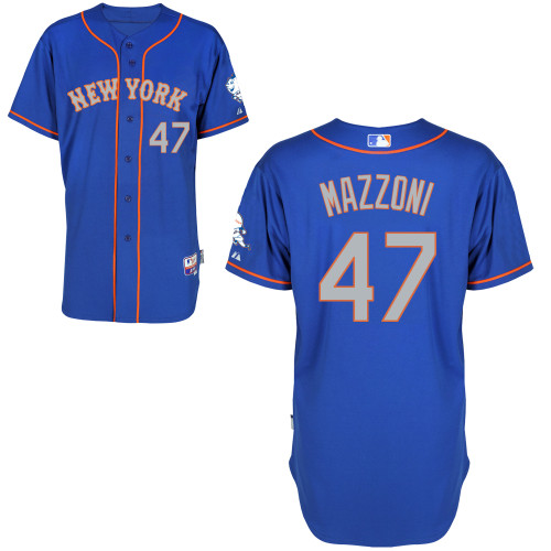 New York Mets #47 Mazzoni Blue Authentic Personalized Alternate Road Jersey