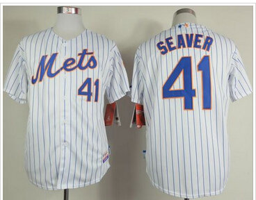 New York Mets #41 Tom Seaver White(Blue Strip) Home Cool Base Stitched Baseball Jersey New York Mets #41 Tom Seaver White(Blue Strip) Home Cool Base Stitched Baseball Jersey