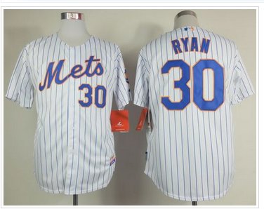 New York Mets #30 Nolan Ryan White(Blue Strip) Home Cool Base Stitched Baseball Jersey