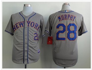 New York Mets #28 Daniel Murphy Grey Cool Base Stitched Baseball Jersey