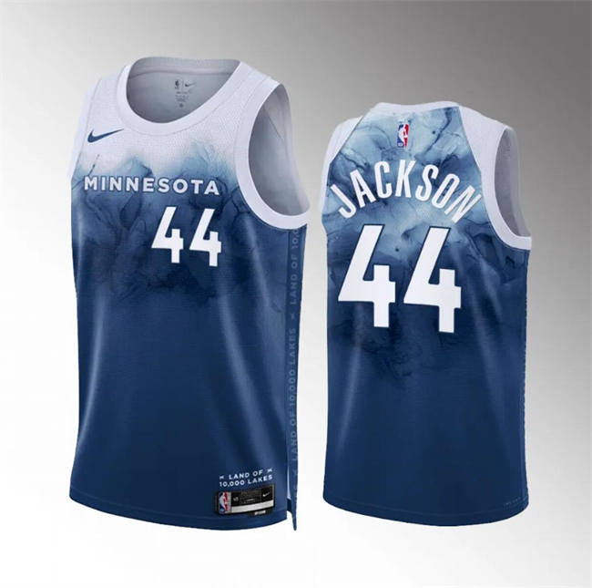 Men's Minnesota Timberwolves #44 Justin Jackson Blue 2023 24 City Edition Stitched Jersey