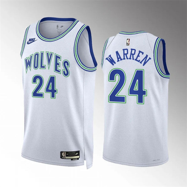 Men's Minnesota Timberwolves #24 Tj Warren White 2023 24 Classic Edition Stitched Jersey