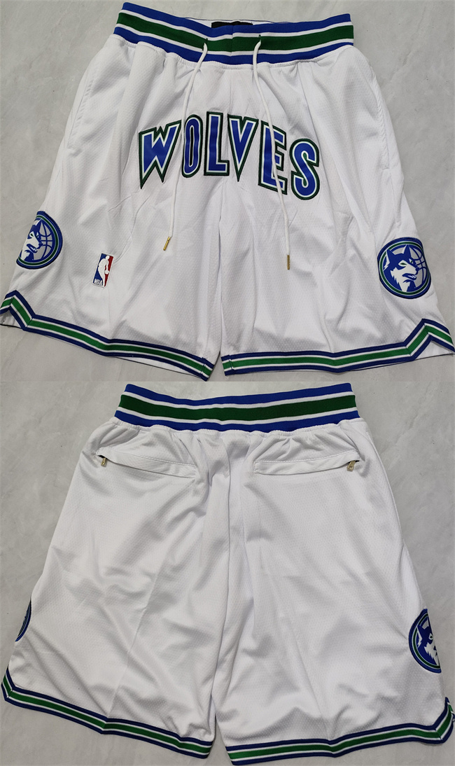 Men's Minnesota Timberwolves White Shorts (Run Small)