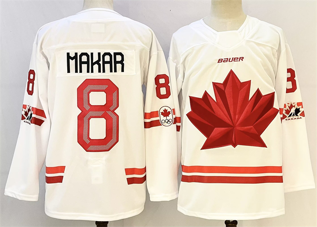 Men's Canada Hockey #8 Cale Makar White Stitched Jersey Men's Canada Hockey #8 Cale Makar White Stitched Jersey
