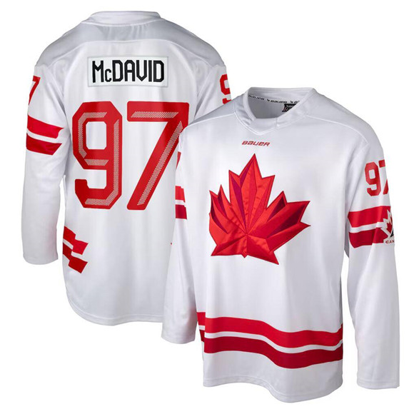 Men's Canada Hockey #97 Connor McDavid White 2026 Stitched Hockey Jersey Men's Canada Hockey #97 Connor McDavid White 2026 Stitched Hockey Jersey