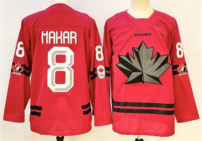 Men's Canada Hockey #8 Cale Makar Red Stitched Jersey Men's Canada Hockey #8 Cale Makar Red Stitched Jersey
