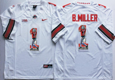 Ohio State Buckeyes 1 B.Miller White Portrait Number College Jersey Ohio State Buckeyes 1 B.Miller White Portrait Number College Jersey