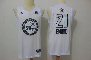 76ers 21 Joel Embiid White 2018 All-Star Game Swingman Jersey