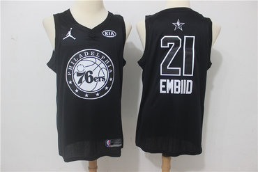 76ers 21 Joel Embiid Black 2018 All-Star Game Swingman Jersey