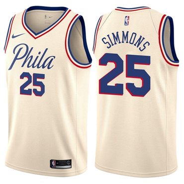 Nike 76ers #25 Ben Simmons Cream NBA Swingman City Edition Jersey