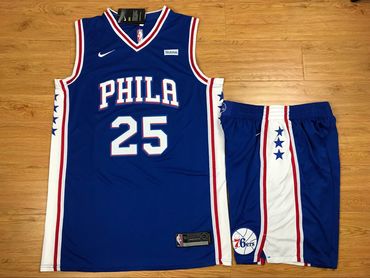 76ers 25 Ben Simmons Blue Nike Swingman Jersey(With Shorts)