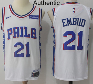 Nike 76ers #21 Joel Embiid White NBA Authentic Association Edition Jersey