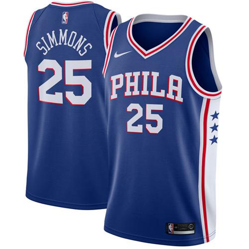 Nike 76ers #25 Ben Simmons Blue NBA Swingman Jersey