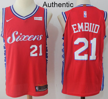 Nike 76ers #21 Joel Embiid Red Statement Edition NBA Swingman Jersey NBA Authentic Jersey