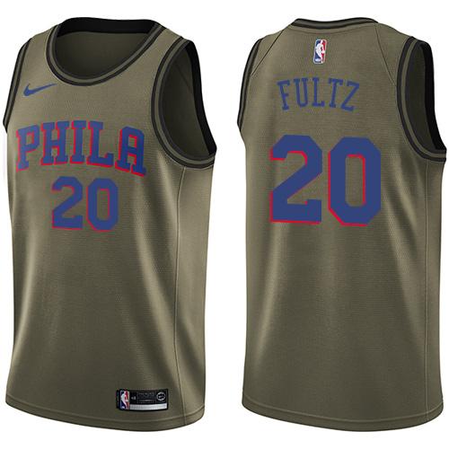 Nike 76ers #20 Markelle Fultz Green Salute to Service NBA Swingman Jersey