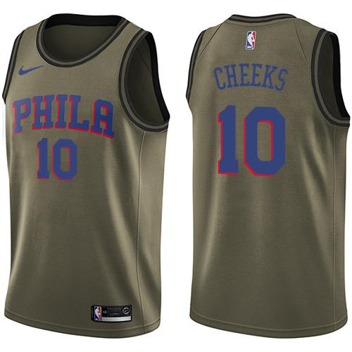 Nike 76ers #10 Maurice Cheeks Green Salute to Service NBA Swingman Jersey