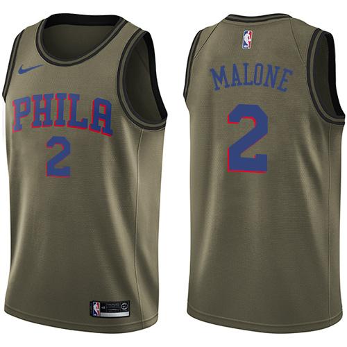 Nike 76ers #2 Moses Malone Green Salute to Service NBA Swingman Jersey