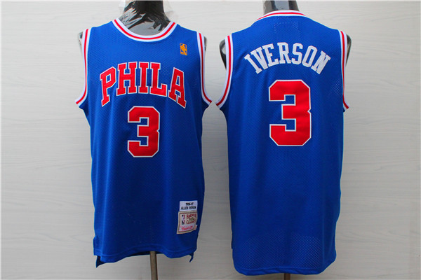 76ers 3 Allen Iverson Blue 1996-97 Hardwood Classics Jersey