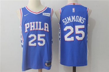 76ers 25 Ben Simmons Blue Nike Jersey