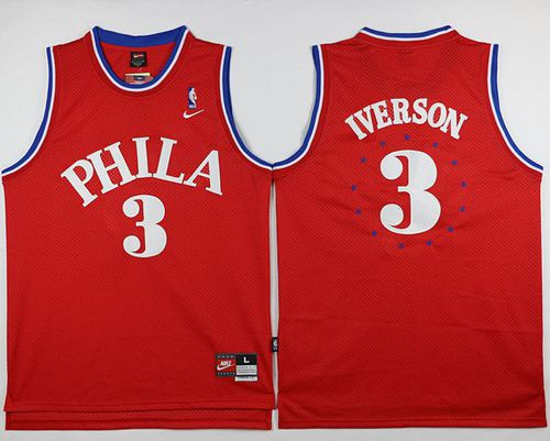 Philadelphia 76ers #3 Allen Iverson Red 1964 Throwback Stitched NBA Jersey