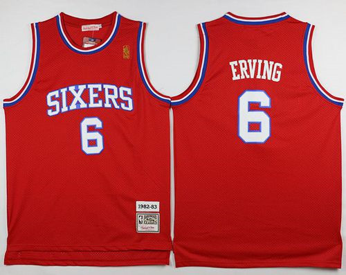 Throwback Philadelphia 76ers #6 Julius Erving Stitched Red NBA Jersey