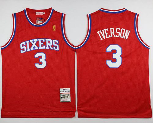 Philadelphia 76ers #3 Allen Iverson Stitched Red NBA Jersey