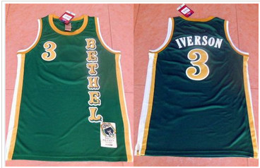 Philadelphia 76ers #3 Allen Iverson Green Bethel High School Stitched NBA Jersey