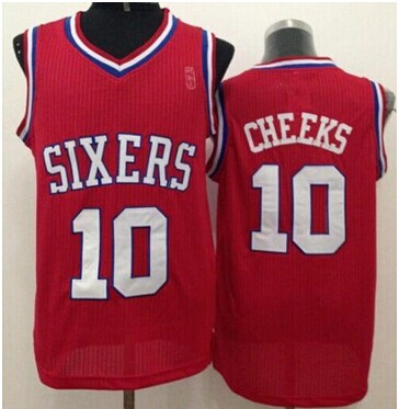 Philadelphia 76ers #10 Maurice Cheeks Red Throwback Stitched NBA Jersey