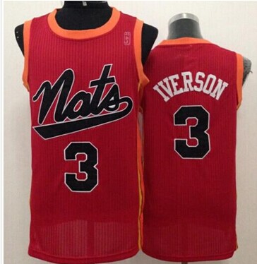 Philadelphia 76ers #3 Allen Iverson (Nats) Throwback Red NBA Jersey