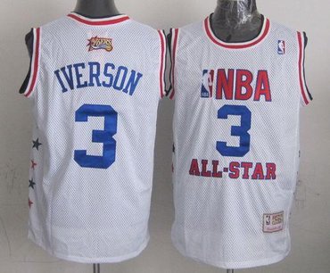 Philadelphia 76ers Mitchell And Ness #3 Allen Iverson White 2003 All Star NBA Jersey