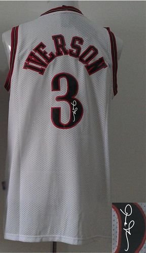 Philadelphia 76ers Revolution 30 Autographed #3 Allen Iverson White Stitched NBA Jersey