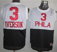 Philadelphia 76ers #3 Allen Iverson White-Black New Throwback NBA Jersey