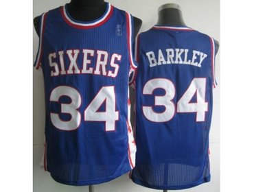 Philadelphia 76ers 34 Charles Barkley Blue Hardwood Classics Revolution 30 NBA Jerseys