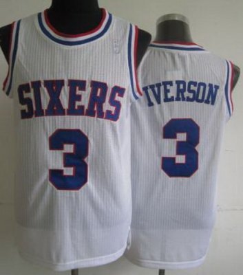 Philadelphia 76ers 3 Allen Iverson White Hardwood Classics Revolution 30 NBA Jerseys