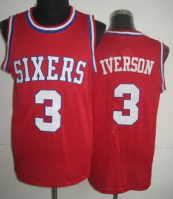 Philadelphia 76ers 3 Allen Iverson Red Hardwood Classics Revolution 30 NBA Jerseys