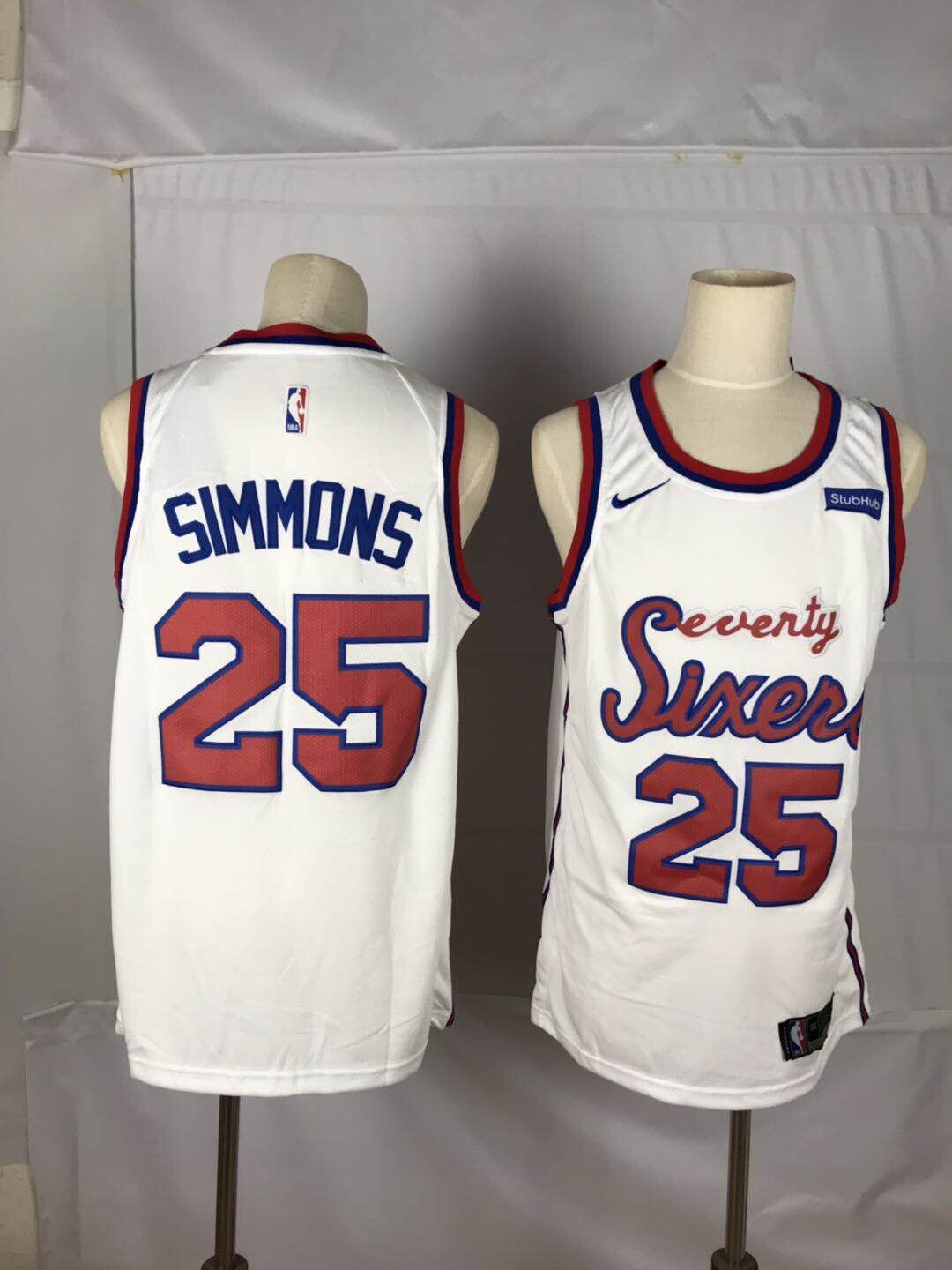 76ers 25 Ben Simmons White Nike Throwback Swingman Jersey