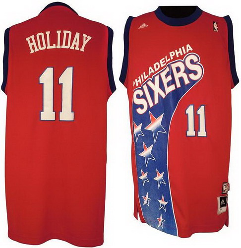 Philadelphia 76ers 11 Jrue Holiday ABA Hardwood Classic Revolution 30 Swingman Red NBA Jerseys