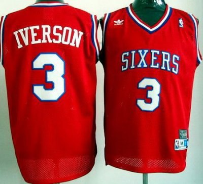 Philadelphia 76ers 3 Allen Iverson Red NBA Jerseys