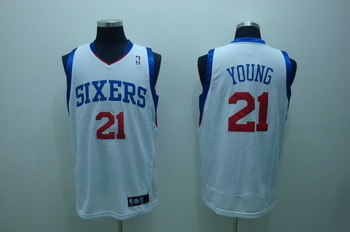 Philadelphia 76ers 21 Thaddeus Young White Jerseys