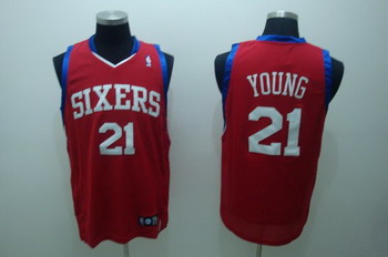 Philadelphia 76ers 21 Thaddeus Young Red Jerseys